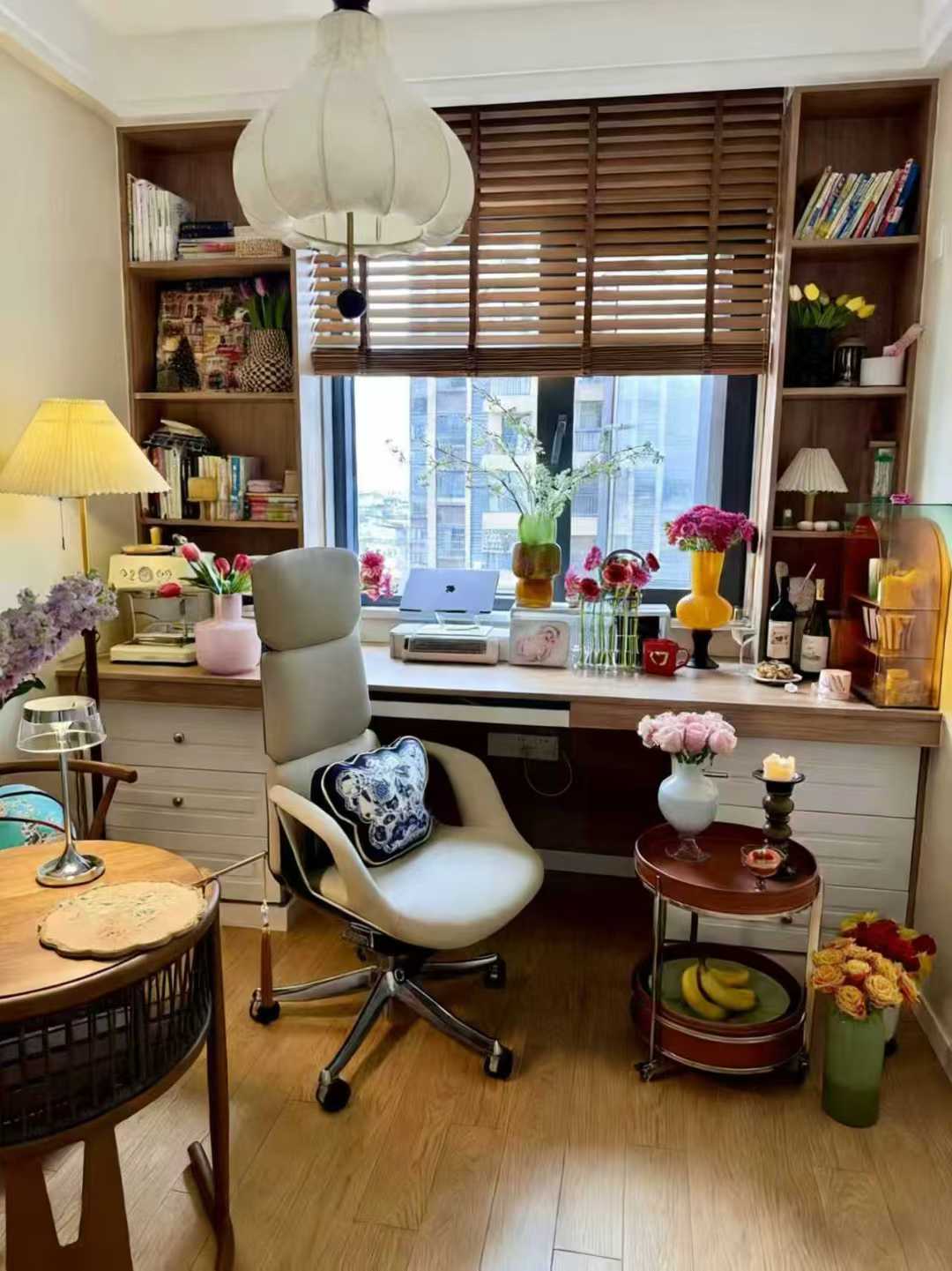 Leather office chair in a cozy study